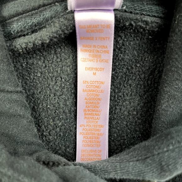 Savage x Fenty Hoodie Sweatshirt Adult Medium Black Essential Oversized Flames - Picture 8 of 14